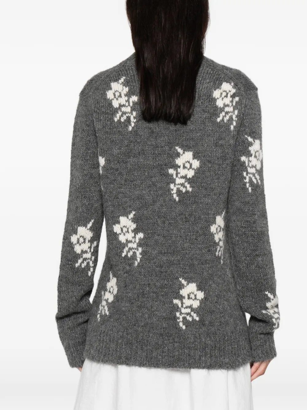 Jil Sander Trui met bloemenprint en ronde hals Grijs
