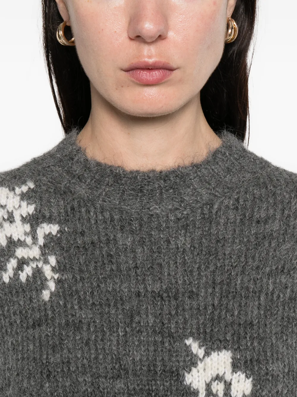 Jil Sander Trui met bloemenprint en ronde hals Grijs