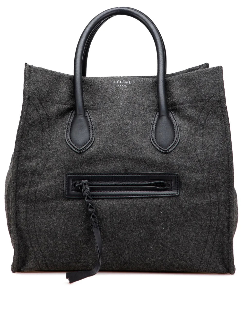 Pre-owned Celine 2012 Large Wool Phantom Luggage Tote Bag In Gray