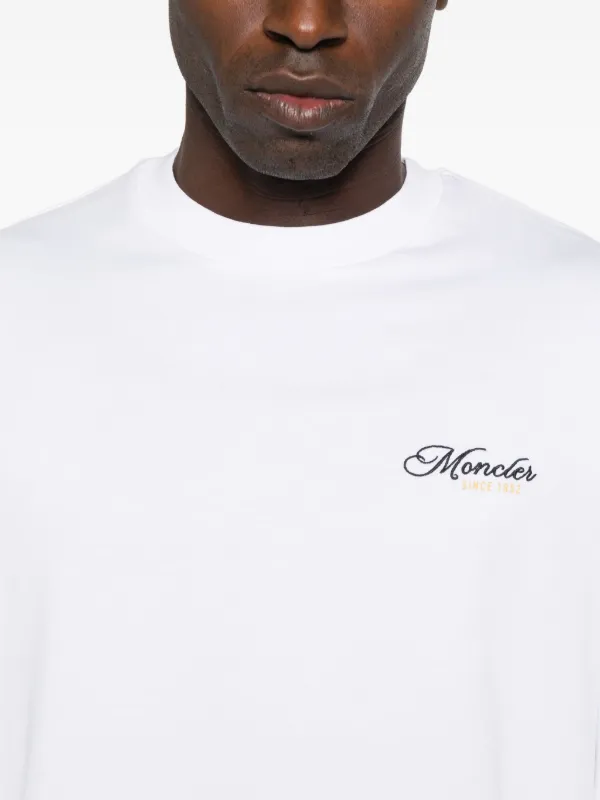 Moncler logo-embroidered long-sleeve T-shirt | White | FARFETCH