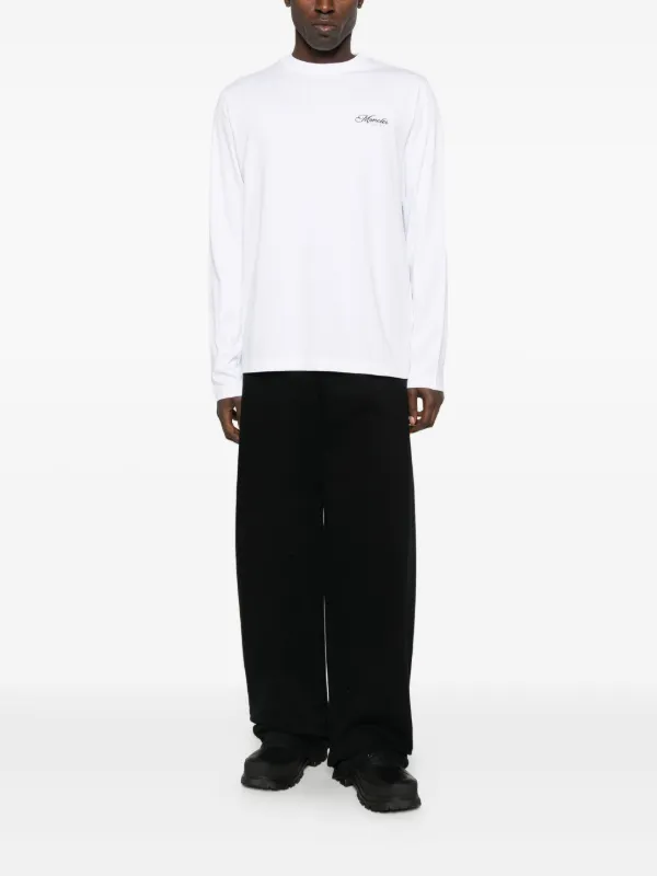 Moncler logo-embroidered long-sleeve T-shirt | White | FARFETCH