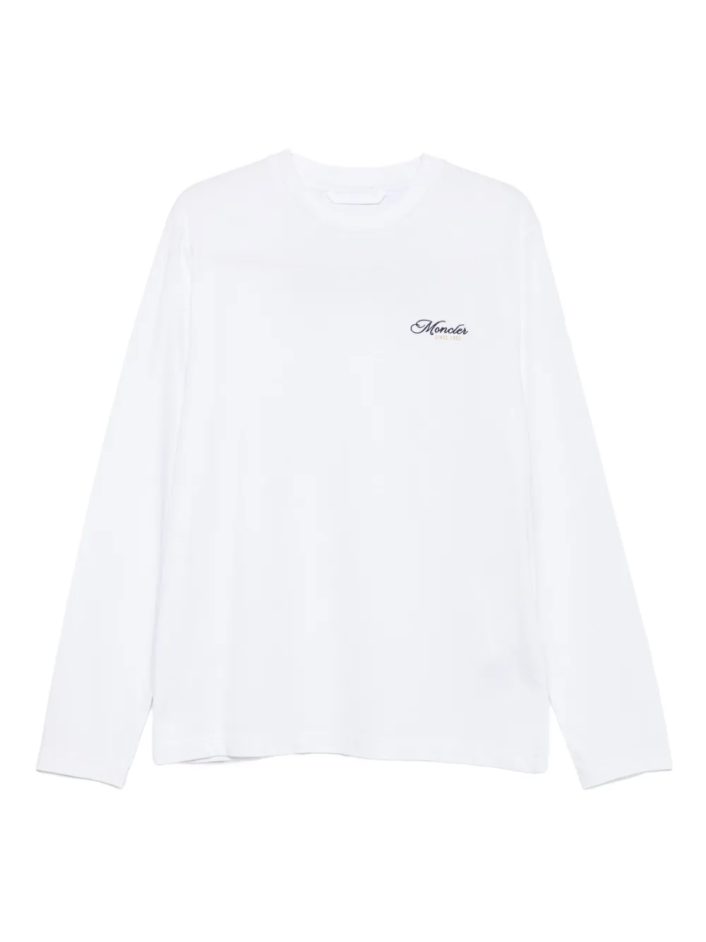 Moncler 로고 자수 긴소매 티셔츠 | 화이트 | Image 1