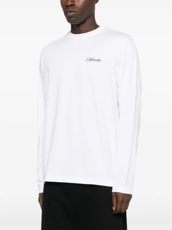 Moncler logo-embroidered long-sleeve T-shirt | White | FARFETCH