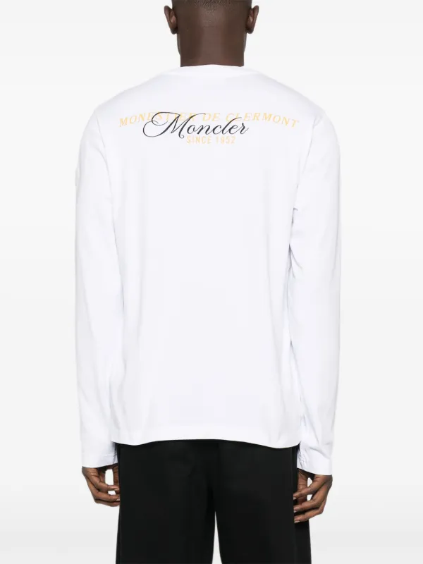 Moncler logo-embroidered long-sleeve T-shirt | White | FARFETCH