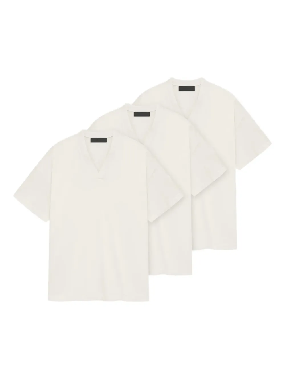 FEAR OF GOD ESSENTIALS Drie T-shirts met korte mouwen en V-hals Beige