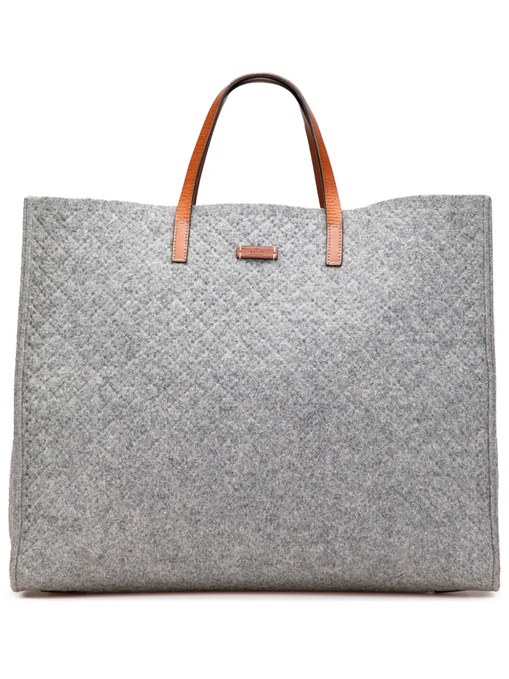 Pre-owned Gucci 2000-2015 Diamante Wool Tote Bag In Gray