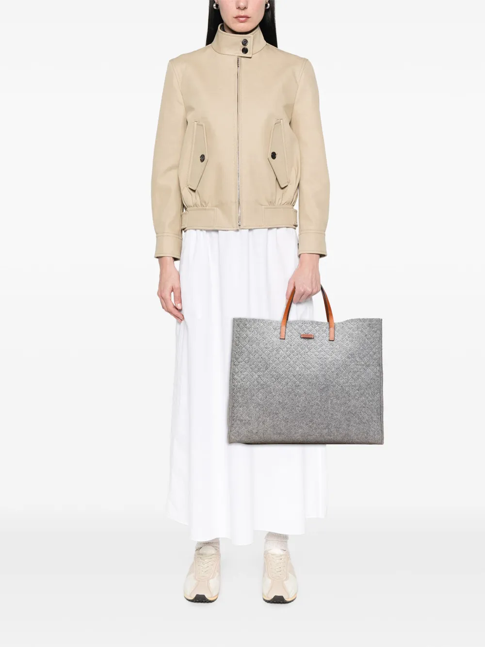Pre-owned Gucci 2000-2015 Diamante Wool Tote Bag In Gray