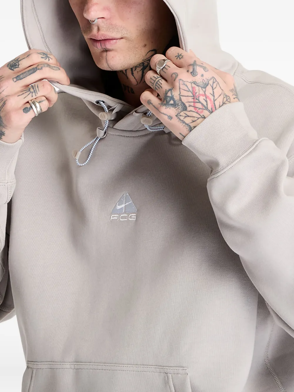 Nike Fleece Pullover Hoodie In Gray