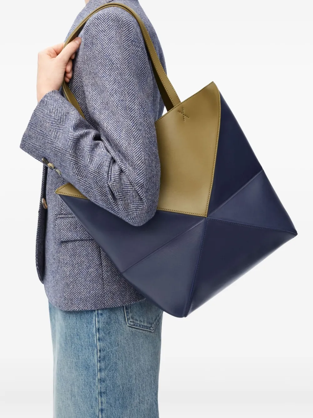 LOEWE Puzzle Fold geometric panelled tote bag - Blauw