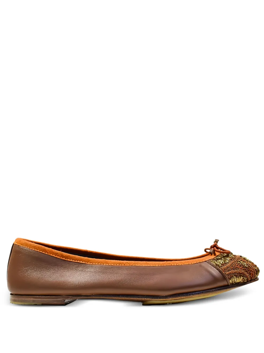 Meher Kakalia Bizzi embroidered-toe ballet flats - Marrone
