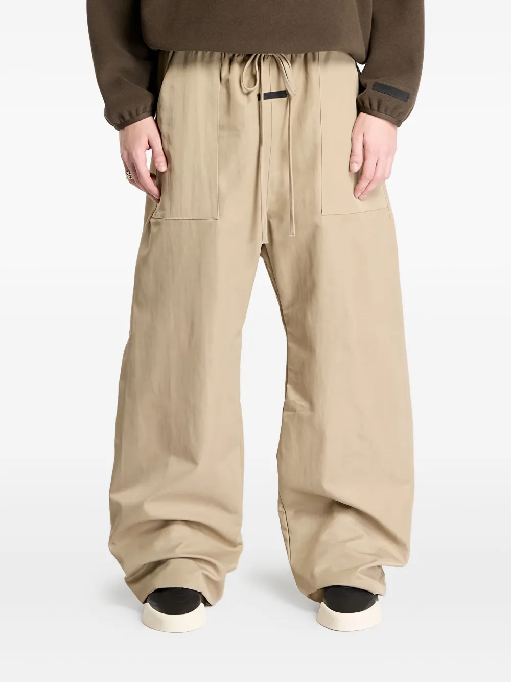 FEAR OF GOD ESSENTIALS Broek met wijde pijpen en trekkoord Beige