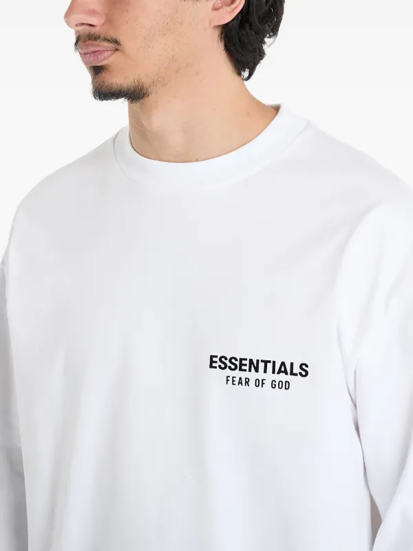 FEAR OF GOD ESSENTIALS Logo long-sleeve t-shirt | White | FARFETCH