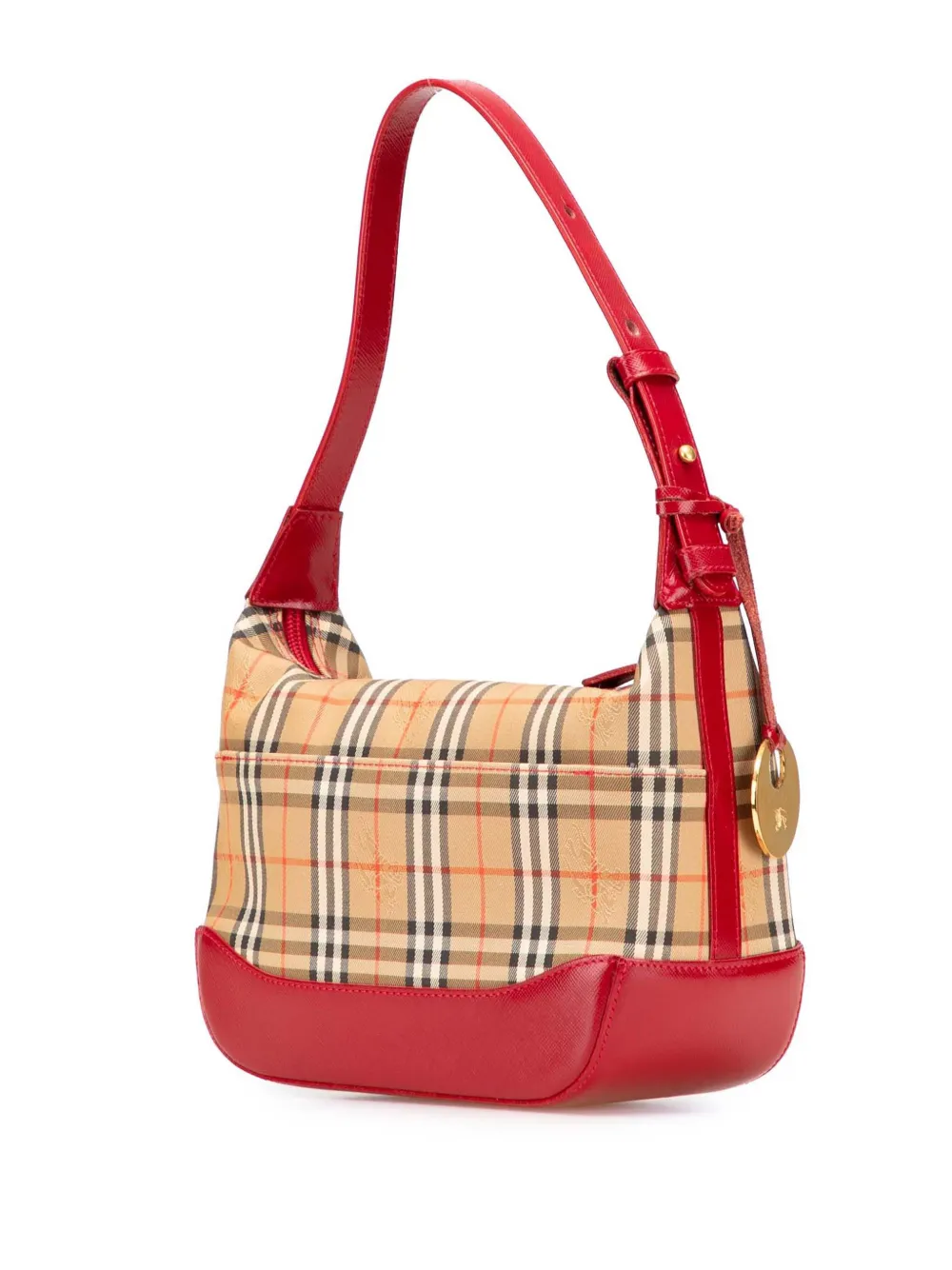 Pre-owned Burberry 2000-2017 Haymarket Check Canvas Shoulder Bag In Brown