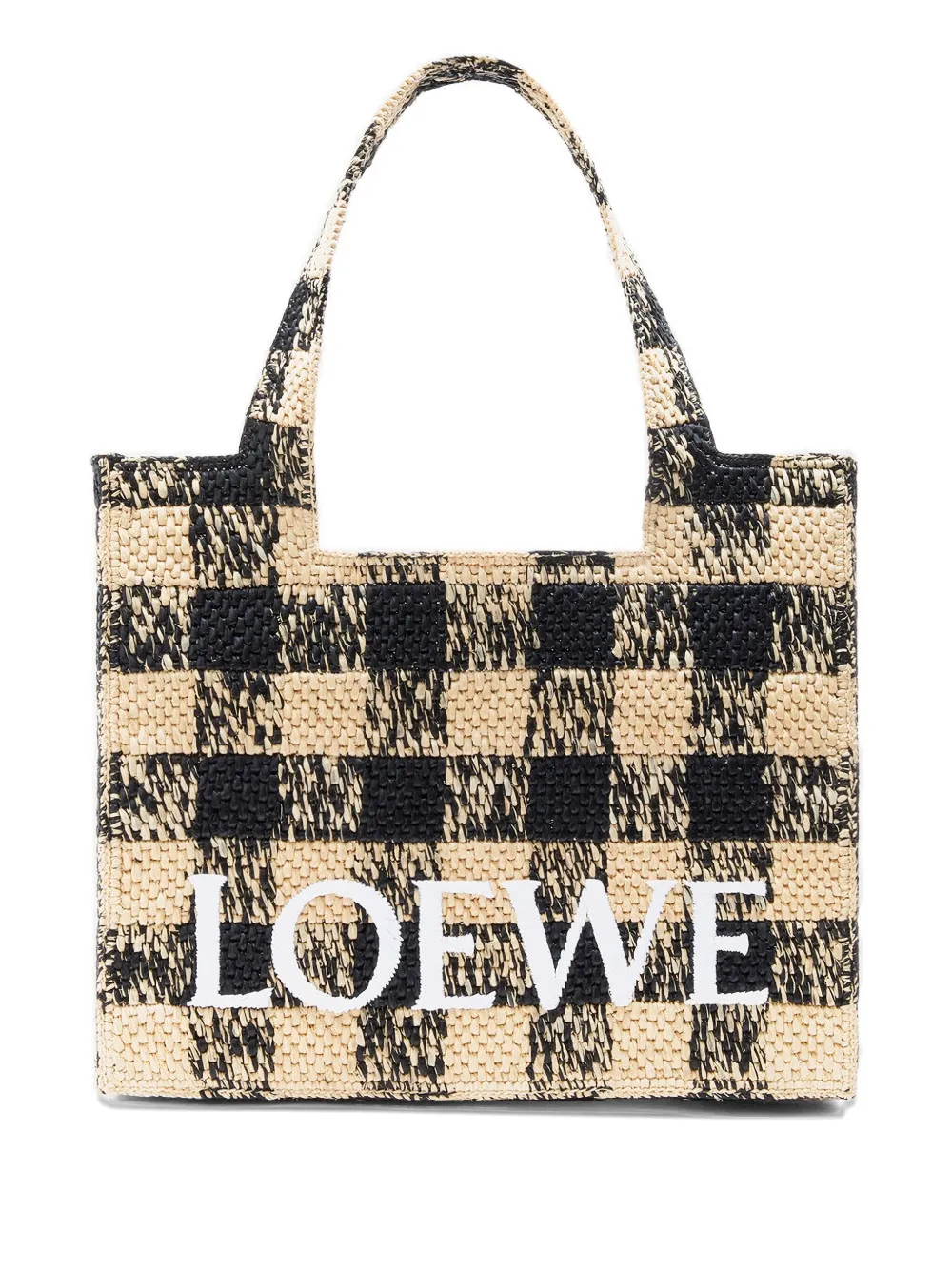 LOEWE Font checkerboard logo large tote bag - Toni neutri