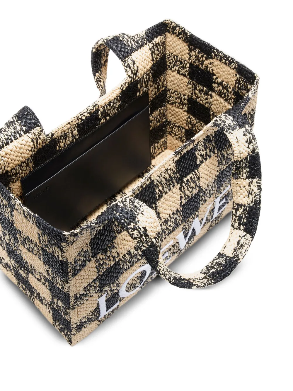 LOEWE Font geruite shopper met logo Beige