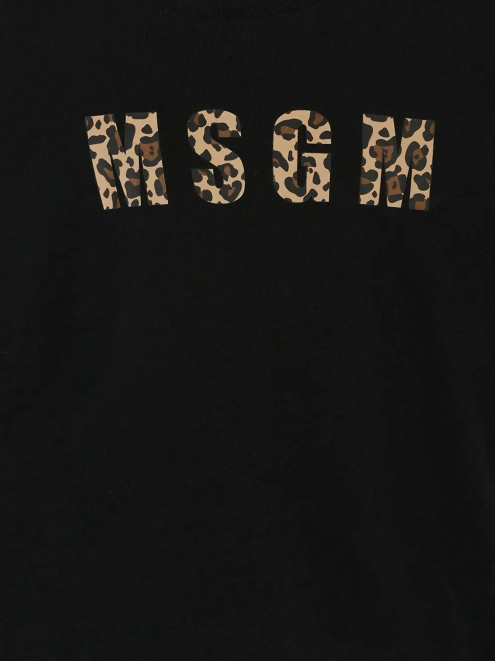 MSGM Kids leopard-print logo T-shirt Zwart