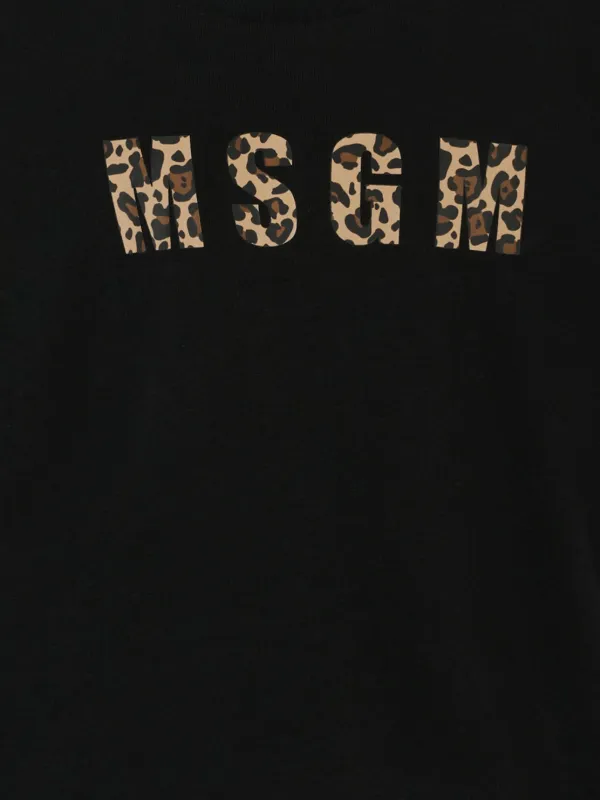 MSGM Kids leopard-print Logo T-shirt | Black | FARFETCH