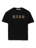 MSGM Kids leopard-print logo T-shirt - Black