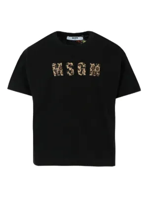 MSGM Kids logo-print Cotton t-shirt | Black | FARFETCH