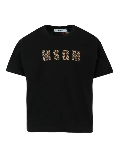 MSGM Kids leopard-print logo T-shirt