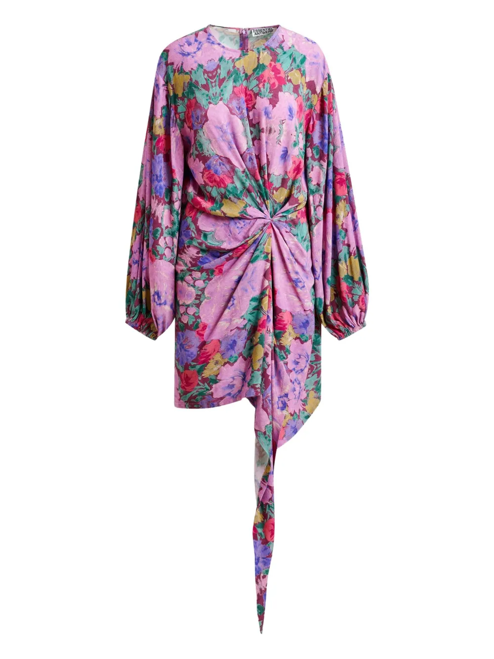 Essentiel Antwerp Gedrapeerde asymmetrische jurk met ballonmouwen Paars