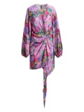 Essentiel Antwerp balloon-sleeve draped asymmetric dress - Purple