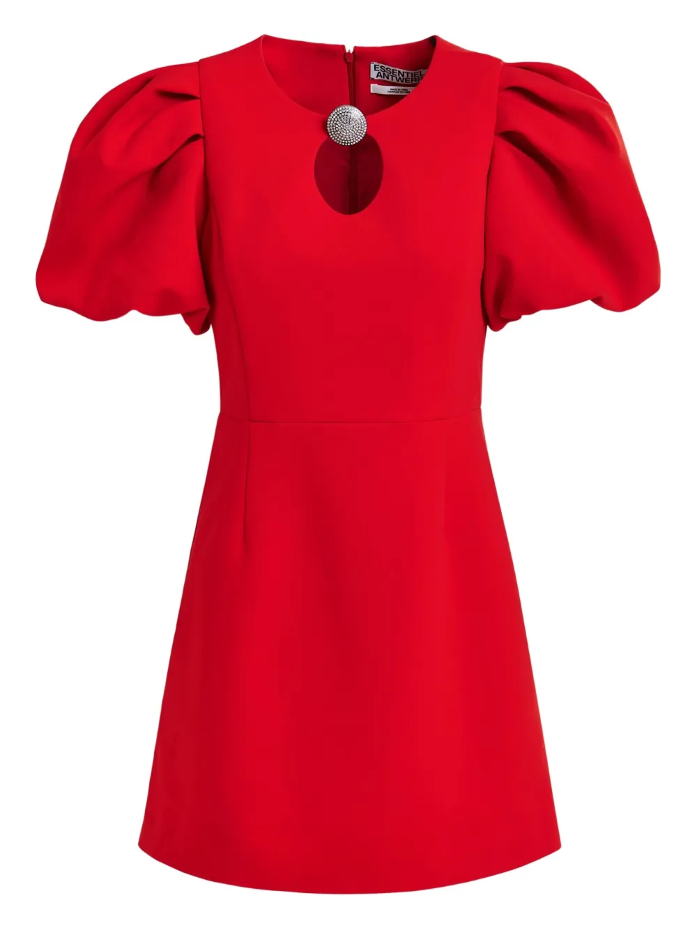 puff-sleeve jewel-embellished mini dress