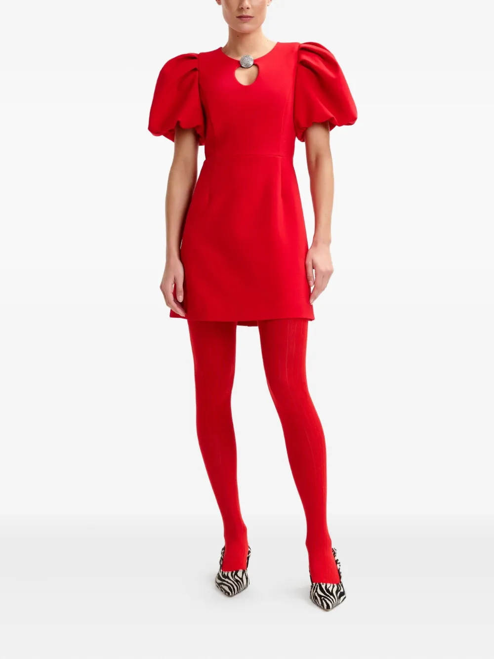 Essentiel Antwerp Mini-jurk met pofmouwen en juwelen - Rood