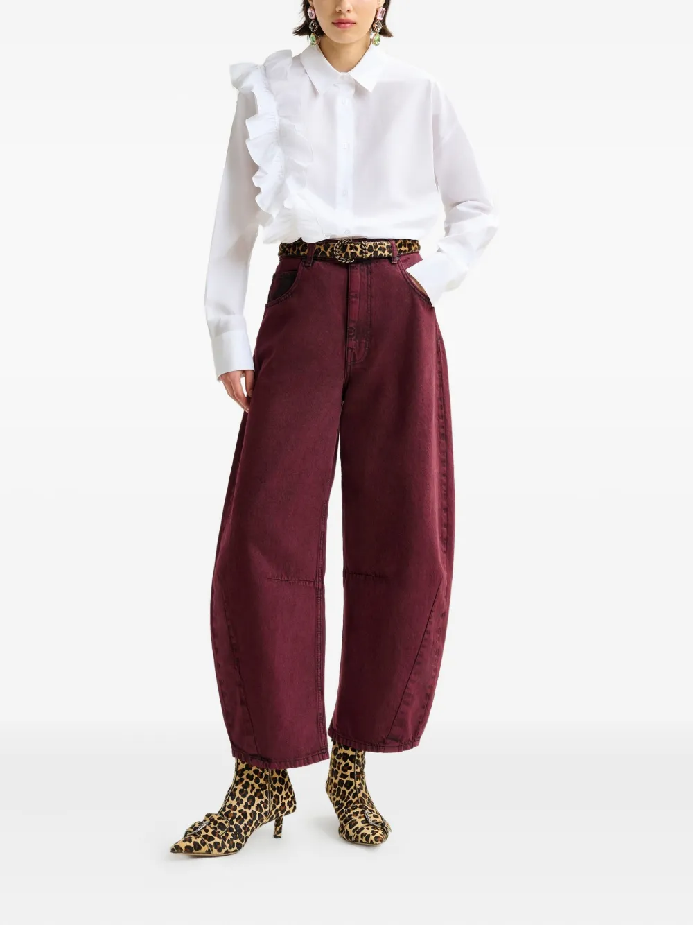 Essentiel Antwerp Impressive jeans met gedraaide zoom - Rood