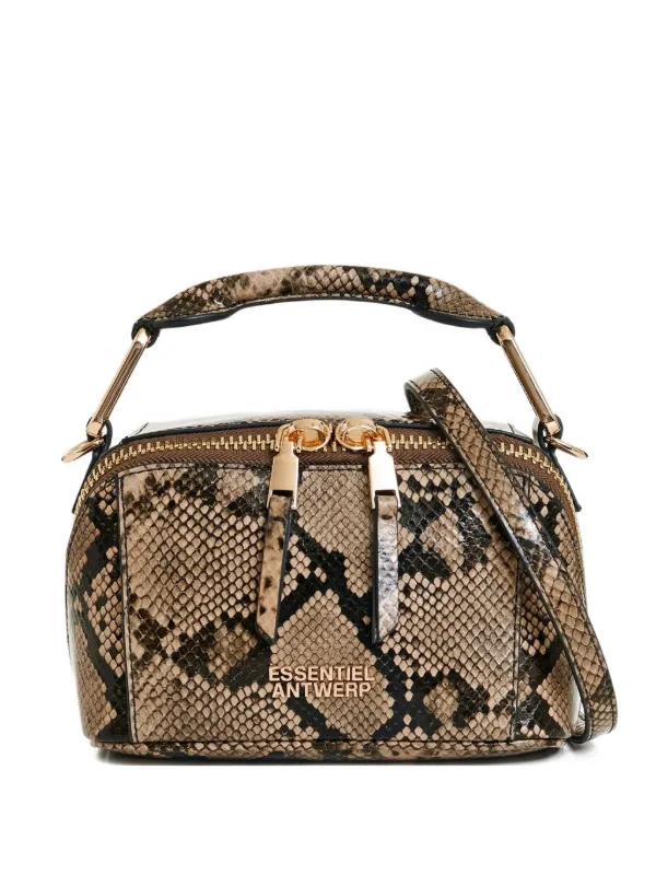 Essentiel Antwerp Irona Snakeskin Shoulder Bag Green