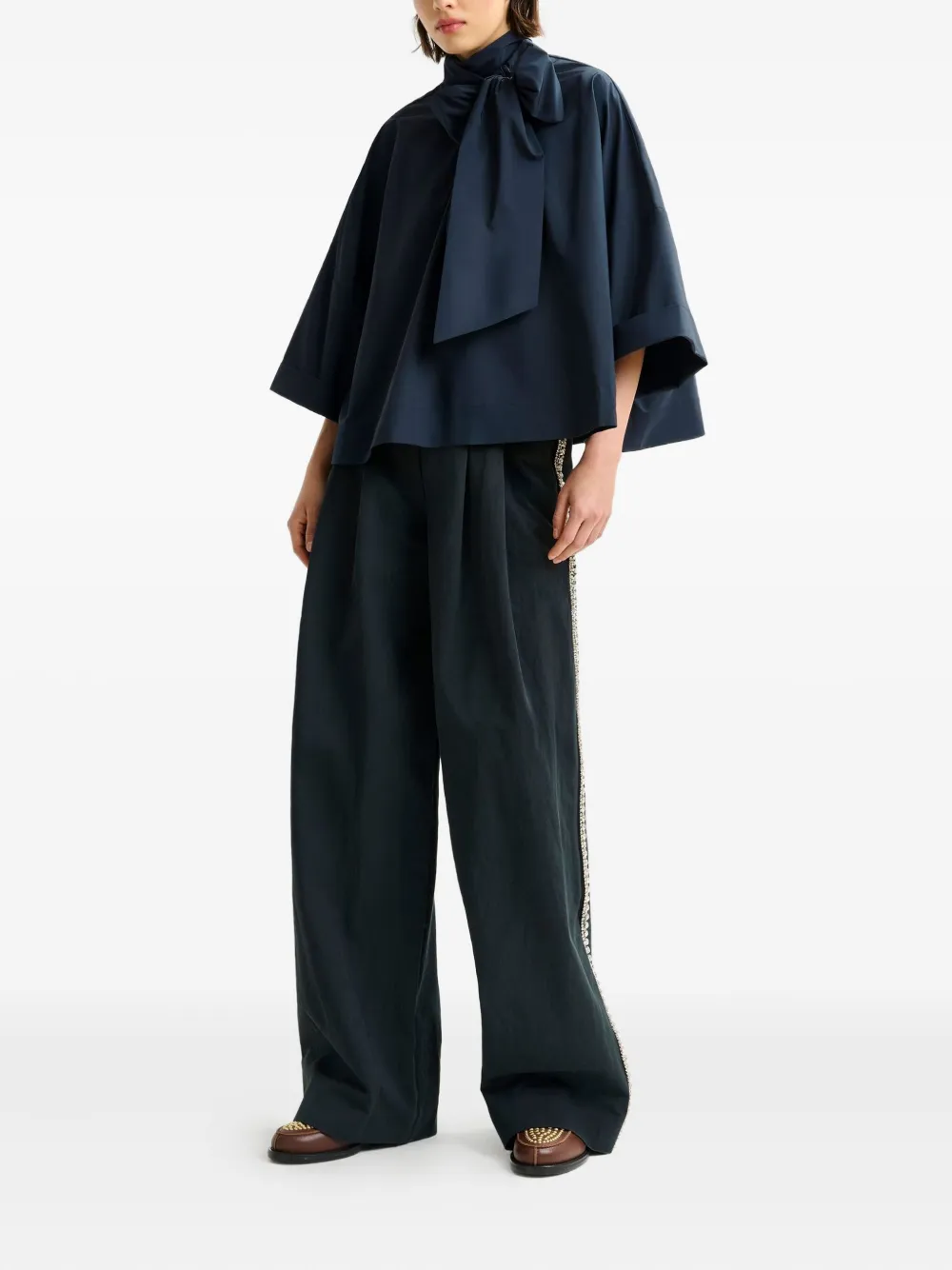 Essentiel Antwerp Igator blouse met strik - Blauw