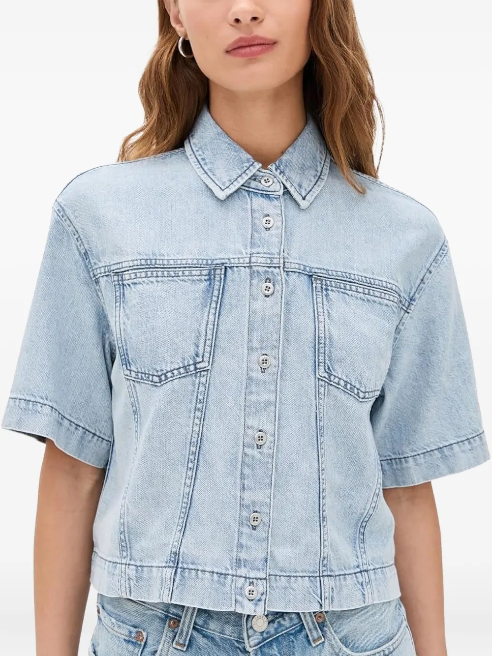 rag & bone blouse met korte mouwen Blauw