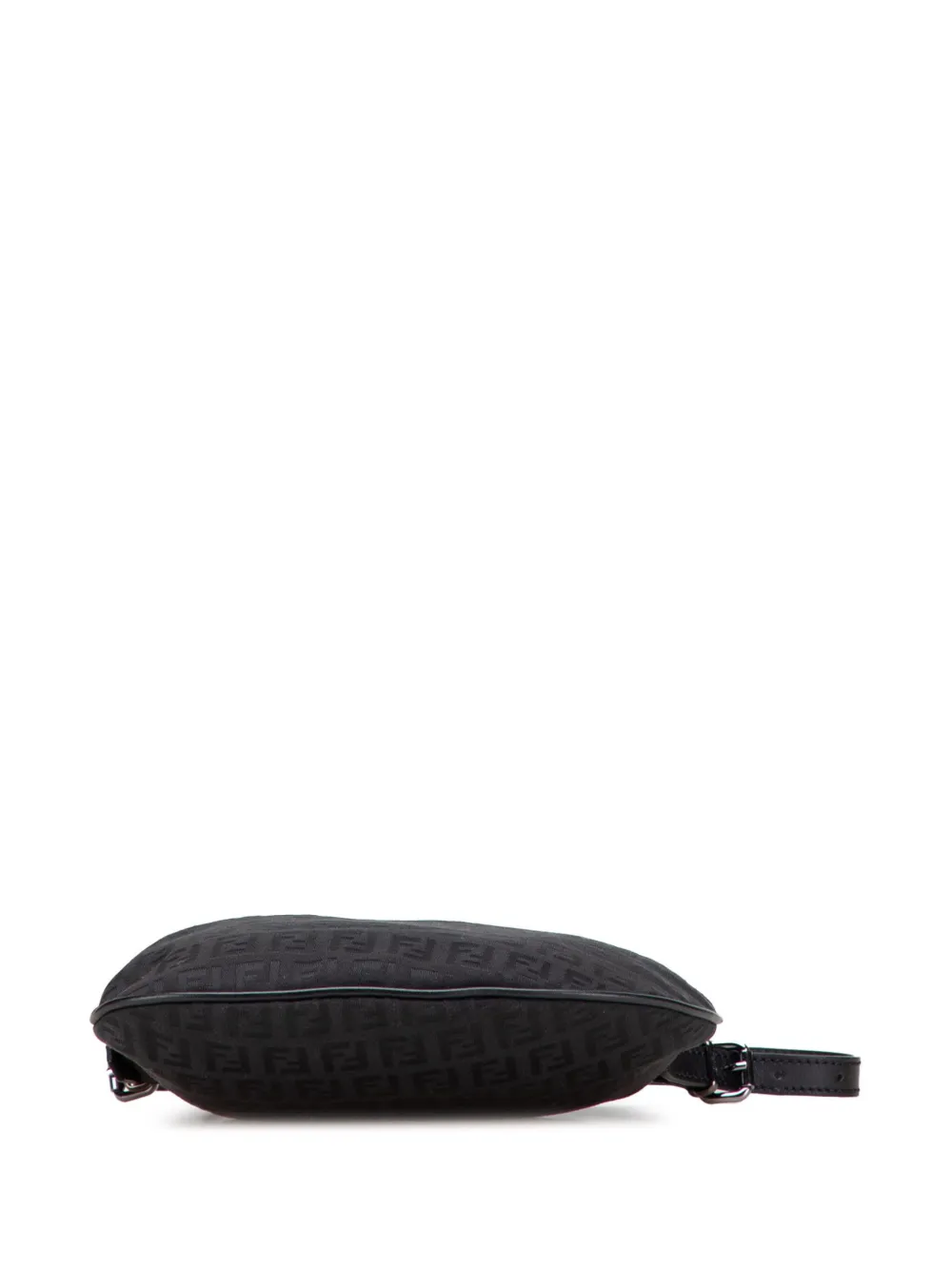 Pre-owned Fendi 2000-2010 Zucchino Canvas Oyster Shoulder Bag In Black