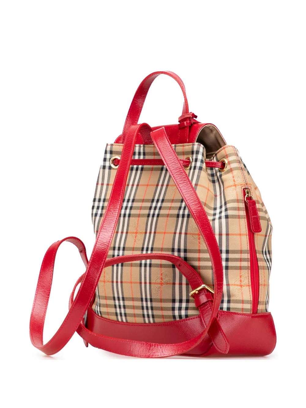 Pre-owned Burberry 2000-2017 Haymarket Check Canvas Backpack In Brown
