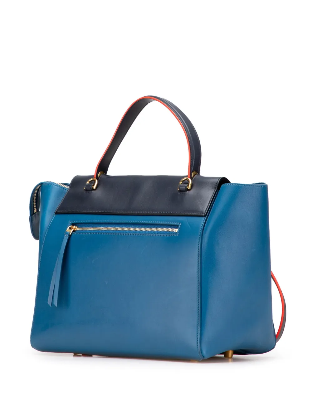 Pre-owned Celine 2015 Mini Tricolor Smooth Calfskin Belt Bag Satchel In Blue
