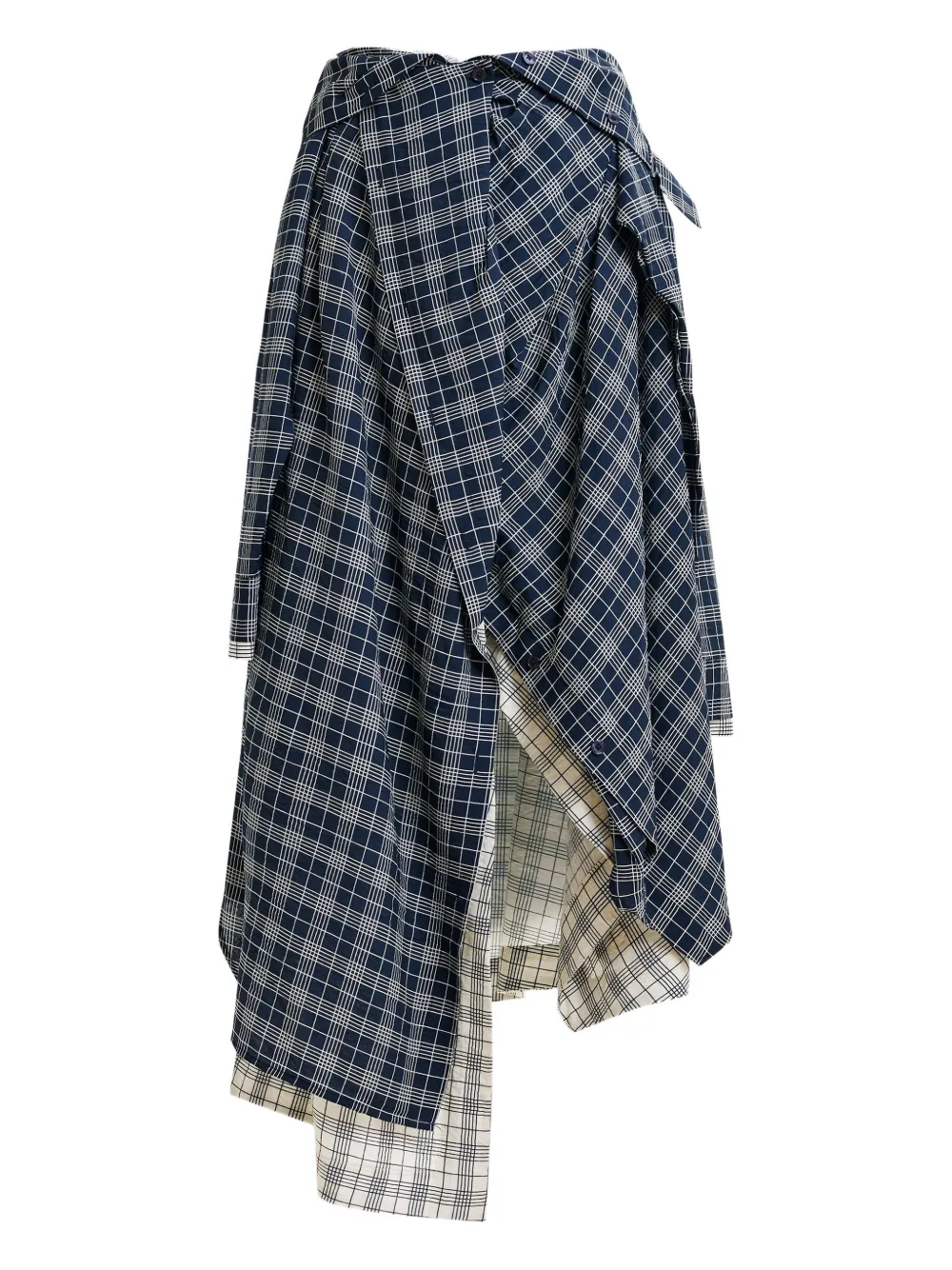 shirt-wrapped asymmetrical skirt