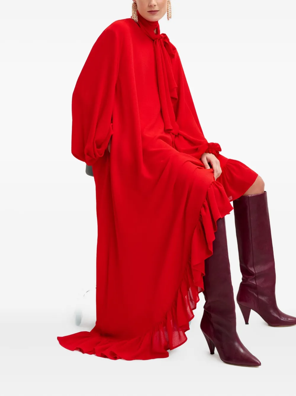 Essentiel Antwerp Asymmetrische jurk met ruches Rood