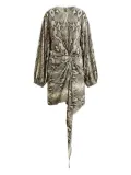 Essentiel Antwerp balloon-sleeve draped asymmetric dress - Grey