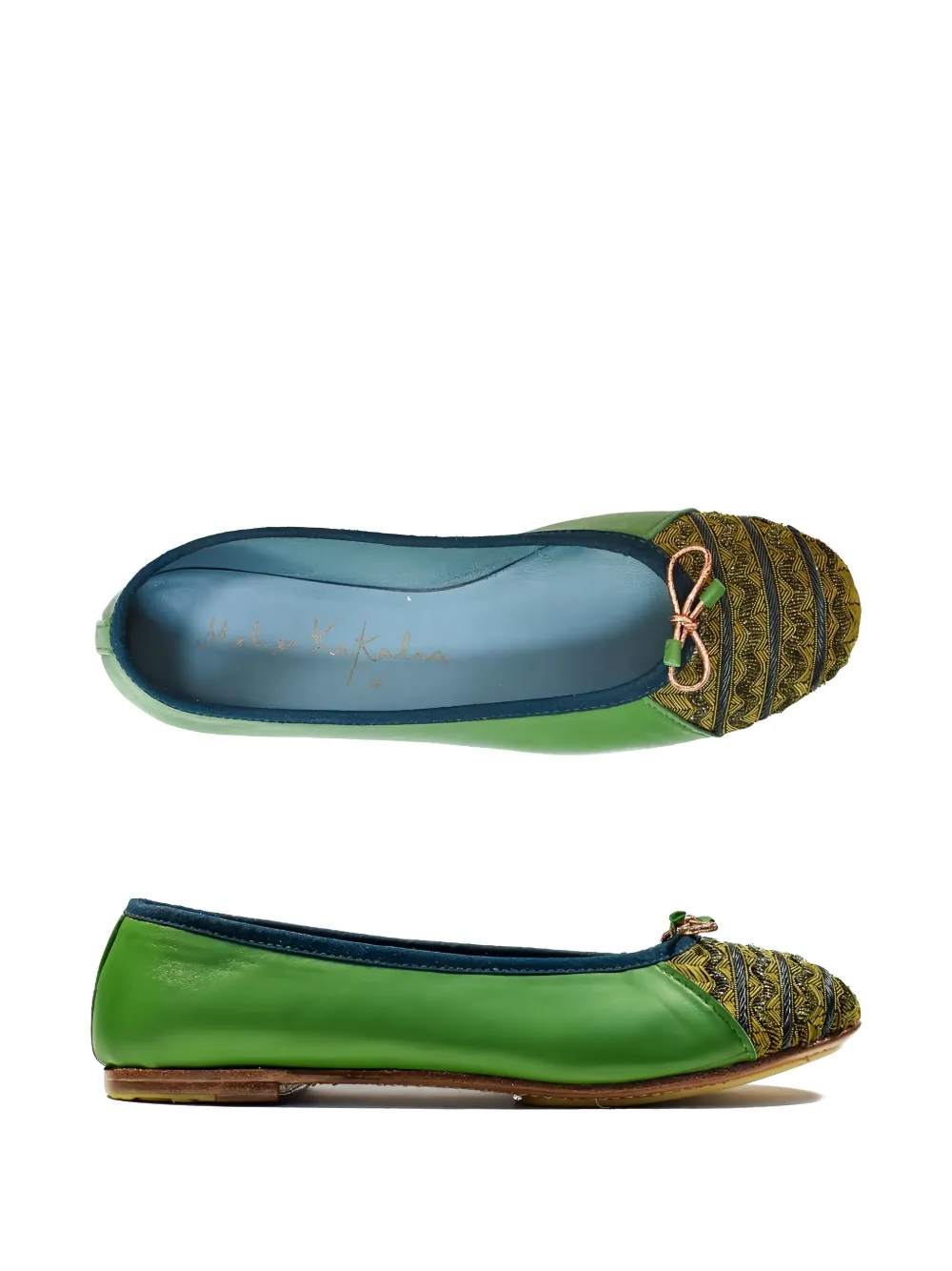 Meher Kakalia Mississipi Embellished Ballet Flats In Green