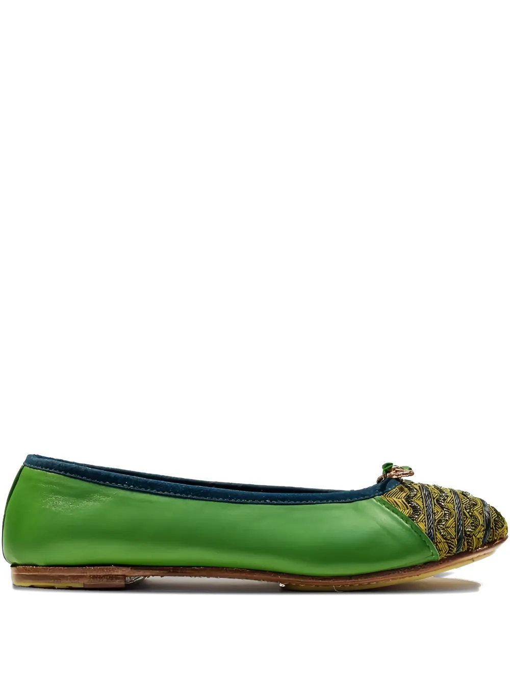 Meher Kakalia Mississipi Embellished Ballet Flats In Green