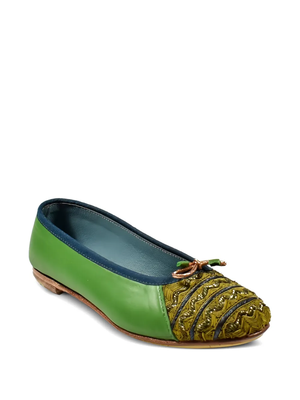  Meher Kakalia Mississipi Embellished Ballet Flats - Green 