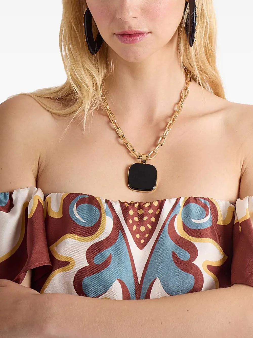 La DoubleJ square pendant chain necklace - Goud