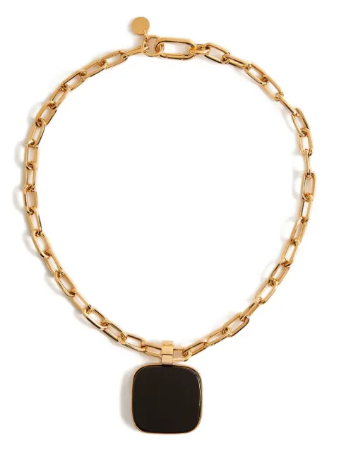 La DoubleJ square pendant chain necklace