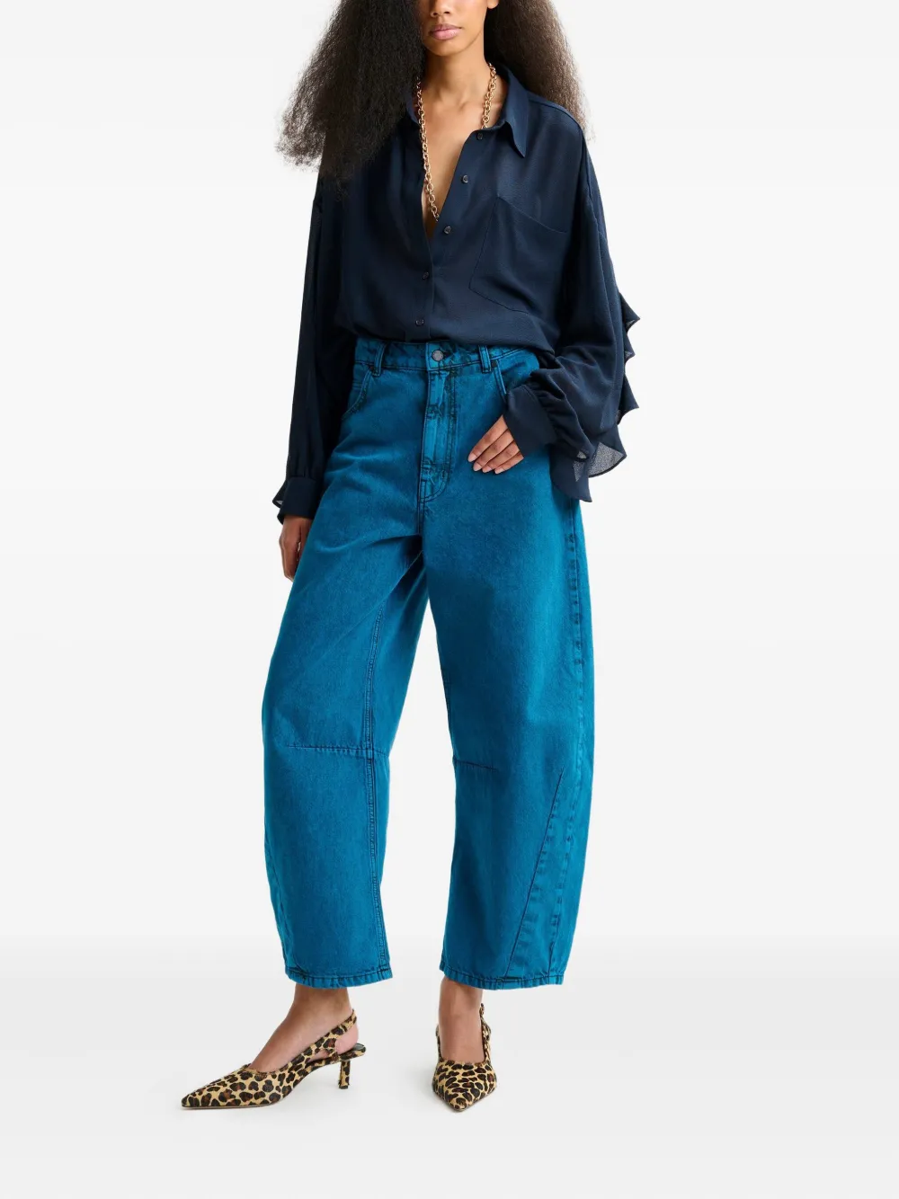 Essentiel Antwerp Barrel jeans met gedraaid detail - Blauw