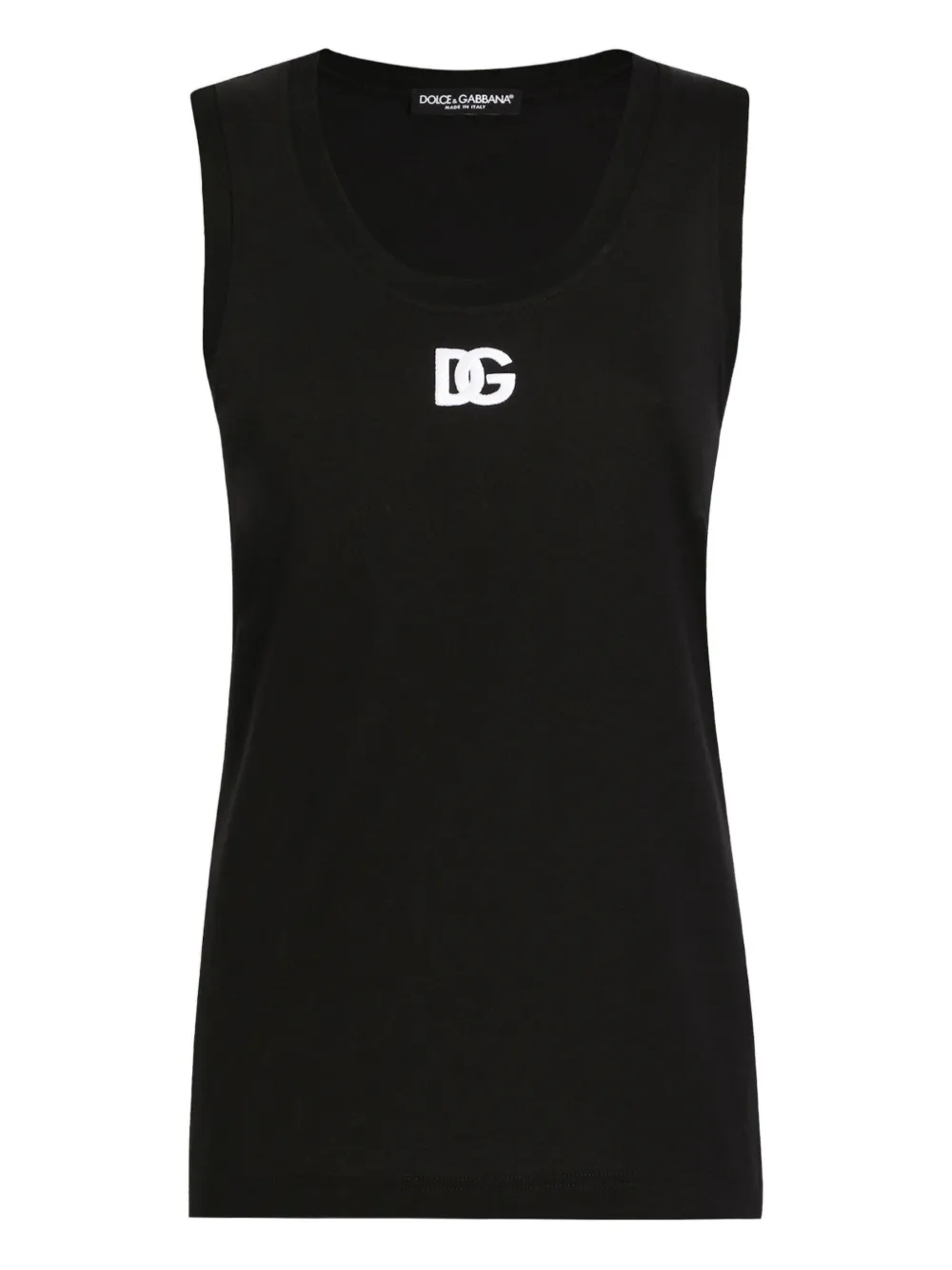 Dolce & Gabbana Logo-detail Cotton Tank Top In Black