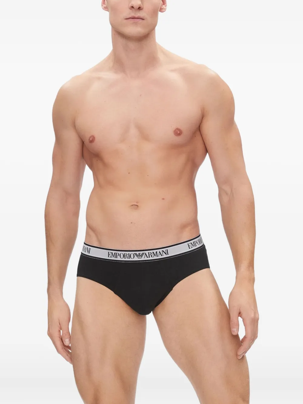 Emporio Armani Logo-waistband Boxers (pack Of Three) In Black
