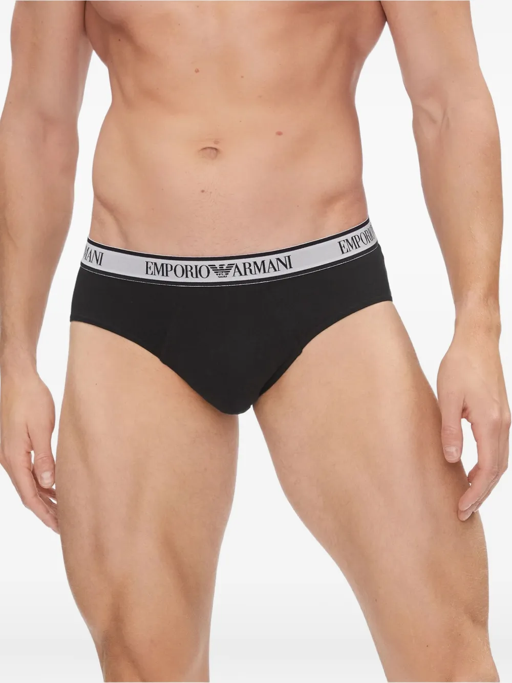 Emporio Armani Logo-waistband Boxers (pack Of Three) In Black