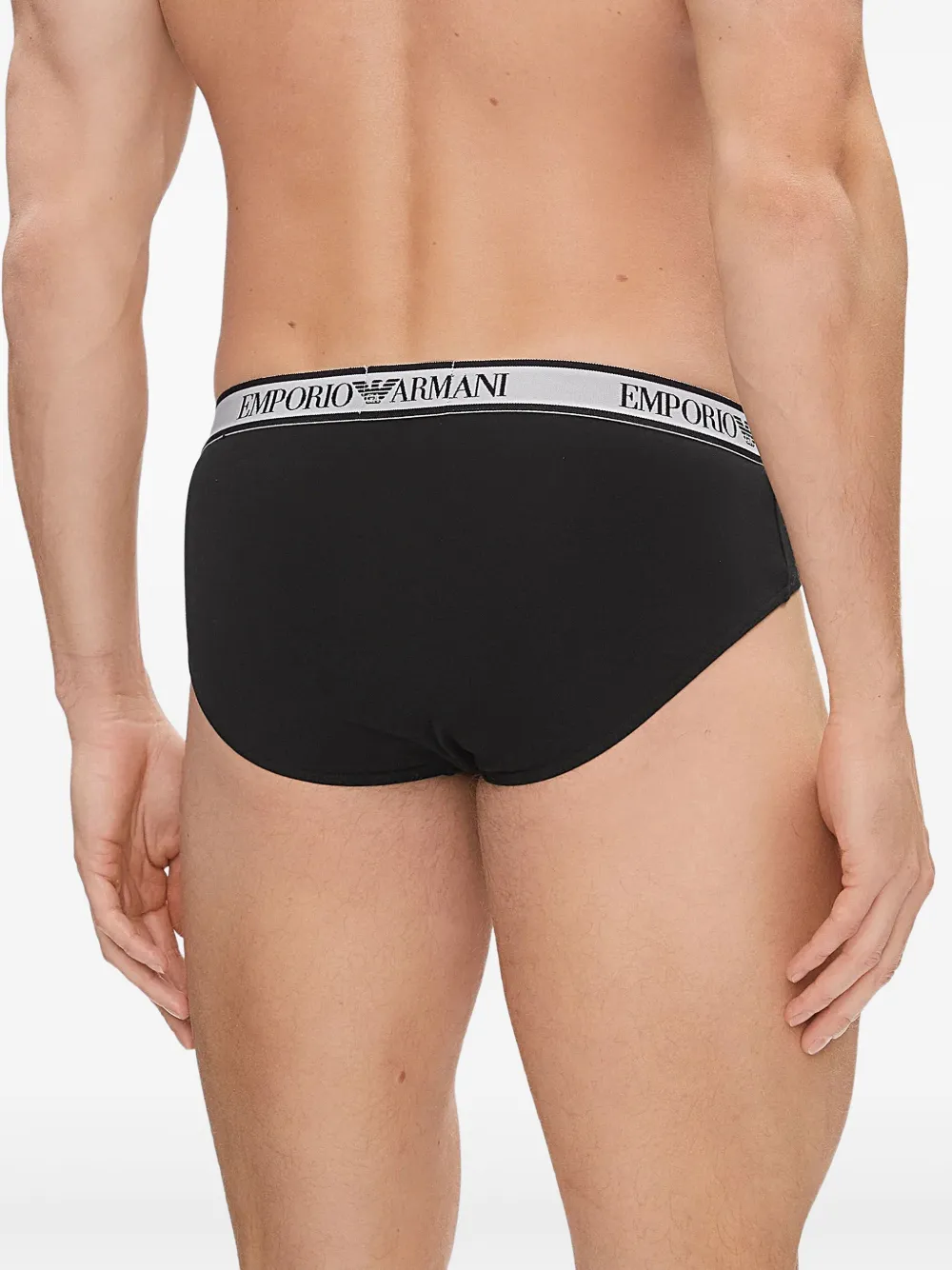 Emporio Armani Drie boxershorts met logoband Zwart