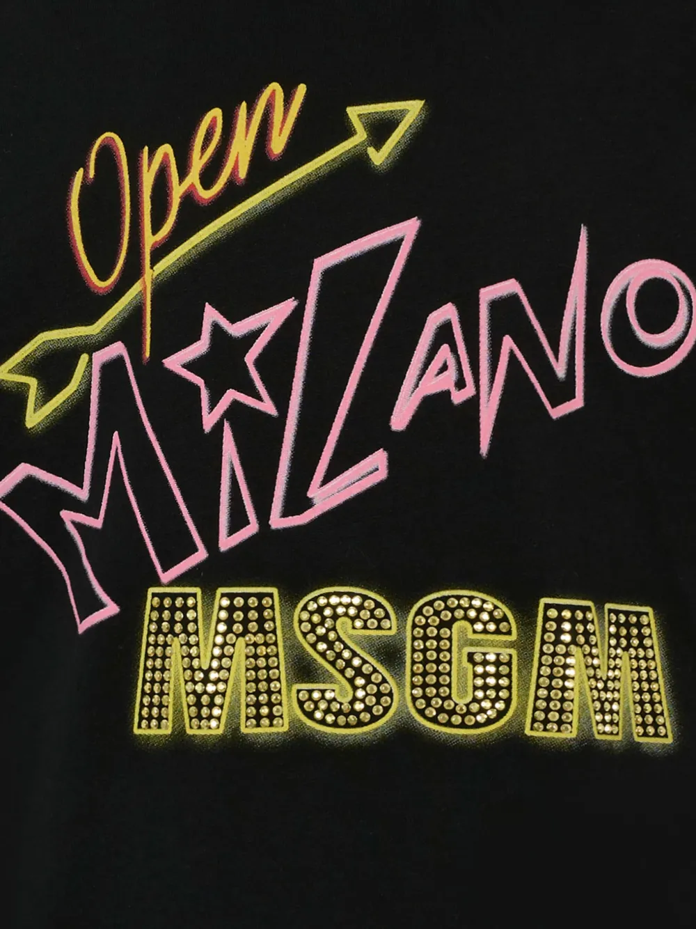 MSGM Kids T-shirt met print verfraaid met stras Zwart