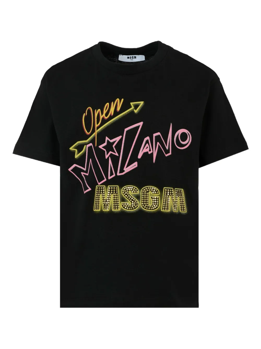 MSGM Kids T-shirt met print verfraaid met stras Zwart